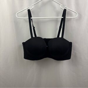 Torrid Curve 40DD Black Lace Trim  Strapless Push Up Bra W/Straps Padded Plunge